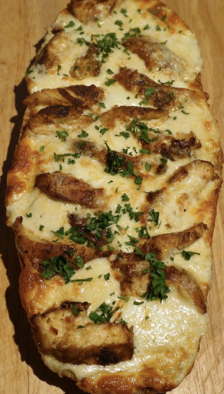 Chicken Alfredo Garlic Bread